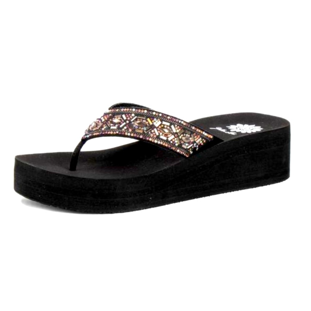 YELLOW BOX SARINAH COLOR PURPLE MULTI MEDIUM WIDTH FLIP FLOPS NEW IN BIX
